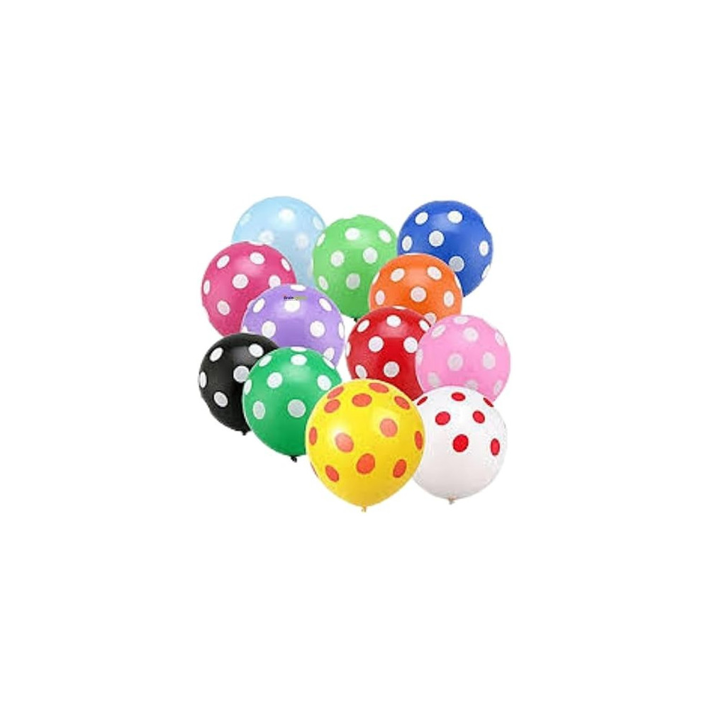 Brain Giggles Multicolour Polka Dot 12-Inch Latex Balloons, Perfect For Party Decoration, 50 Pieces