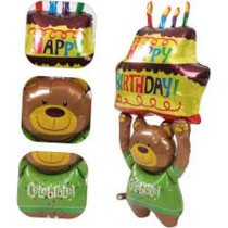 Brain Giggles Happy Birthday Printed Multicolour Teddy Bear And Cake Shape Foil Balloon, Large Size Decoration 120 Cm (47 Inch) Perfect For Party Decoration, Pack Of 2