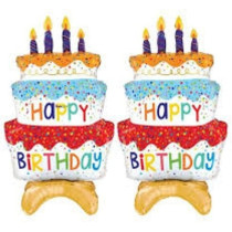 Braingiggles Happy Birthday Printed Multicolour Cake Shaped Foil Balloon Perfect For Birthday Parties Home Decorations, Pack Of 1