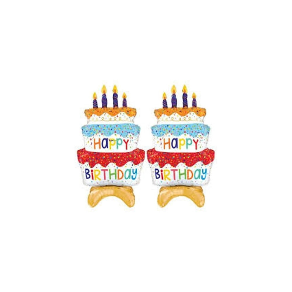 Braingiggles Happy Birthday Printed Multicolour Cake Shaped Foil Balloon Perfect For Birthday Parties Home Decorations, Pack Of 1