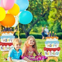 Braingiggles Happy Birthday Printed Multicolour Cake Shaped Foil Balloon Perfect For Birthday Parties Home Decorations, Pack Of 1