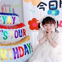 Brain Giggles Yay Its Your Birthday Printed Cake Shaped Multicolour 37 Inches Foil Balloon, Perfect For Birthday Parties Home Decorations