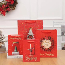 Brain Giggles Assorted Merry Christmas Gift Bags Medium, 32 x 25 x 11 Cm Gift Bag With Christmas Tree, Wreath, Snow Globe Designs, Paper Bags With Sturdy Handles For Christmas Gifts, Gift Wrap, Set Of 10