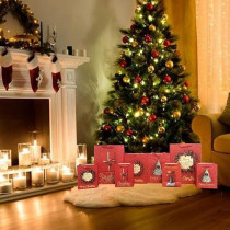 Brain Giggles Assorted Merry Christmas Gift Bags Medium, 32 x 25 x 11 Cm Gift Bag With Christmas Tree, Wreath, Snow Globe Designs, Paper Bags With Sturdy Handles For Christmas Gifts, Gift Wrap, Set Of 10