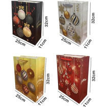 Brain Giggles Assorted Christmas Gift Bags, Large, 42 x 31 x 12 Cms Gift Bag For Gift Wrap, Paper Bags With Sturdy Handles, Festive Ornament Designs For Christmas Gifts, Gift Wrapping Supplies, Set Of 6