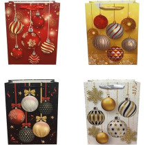 Brain Giggles Assorted Christmas Gift Bags, Large, 42 x 31 x 12 Cms Gift Bag For Gift Wrap, Paper Bags With Sturdy Handles, Festive Ornament Designs For Christmas Gifts, Gift Wrapping Supplies, Set Of 8