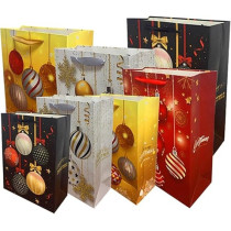Brain Giggles Assorted Christmas Gift Bags, Large, 42 x 31 x 12 Cms Gift Bag For Gift Wrap, Paper Bags With Sturdy Handles, Festive Ornament Designs For Christmas Gifts, Gift Wrapping Supplies, Set Of 10