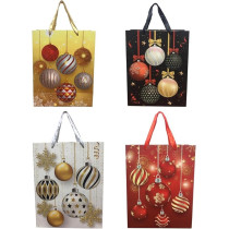 Brain Giggles Assorted Christmas Gift Bags, Large, 42 x 31 x 12 Cms Gift Bag For Gift Wrap, Paper Bags With Sturdy Handles, Festive Ornament Designs For Christmas Gifts, Gift Wrapping Supplies, Set Of 10