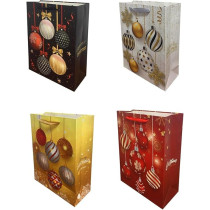 Brain Giggles Assorted Christmas Gift Bags, Large, 42 x 31 x 12 Cms Gift Bag For Gift Wrap, Paper Bags With Sturdy Handles, Festive Ornament Designs For Christmas Gifts, Gift Wrapping Supplies, Set Of 10