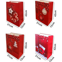 Brain Giggles Assorted Christmas Gift Bags, Large, 31 x 42 x 11 Cms Gift Bag For Gift Wrap, Christmas Paper Bags With Handles, Decorative Prints For Christmas Gifts, Gift Wrapping Supplies, Set Of 10