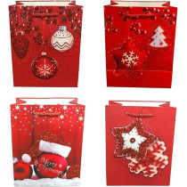 Brain Giggles Assorted Christmas Gift Bags, Small, 18 x 23 x 10 Cms Gift Bag For Gift Wrap, Christmas Paper Bags With Handles, Decorative Prints For Christmas Gifts, Gift Wrapping Supplies, Set Of 8