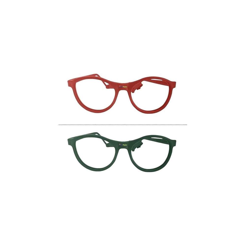 Kids Eyeglasses With Adjustable Strap And Hard Case, Unbreakable, Durable, Flexible Frames For Active Children Ages 3 To 10 Years Old, Red And Green (Cr-02)