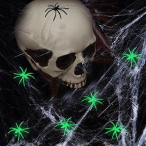 Brain Giggles Glow In The Dark Halloween Spider Web With 4 Spiders Halloween Decoration Fake Cobwebs For Halloween Party Indoor Outdoor Supplies