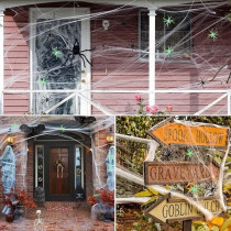 Brain Giggles Glow In The Dark Halloween Spider Web With 4 Spiders Halloween Decoration Fake Cobwebs For Halloween Party Indoor Outdoor Supplies