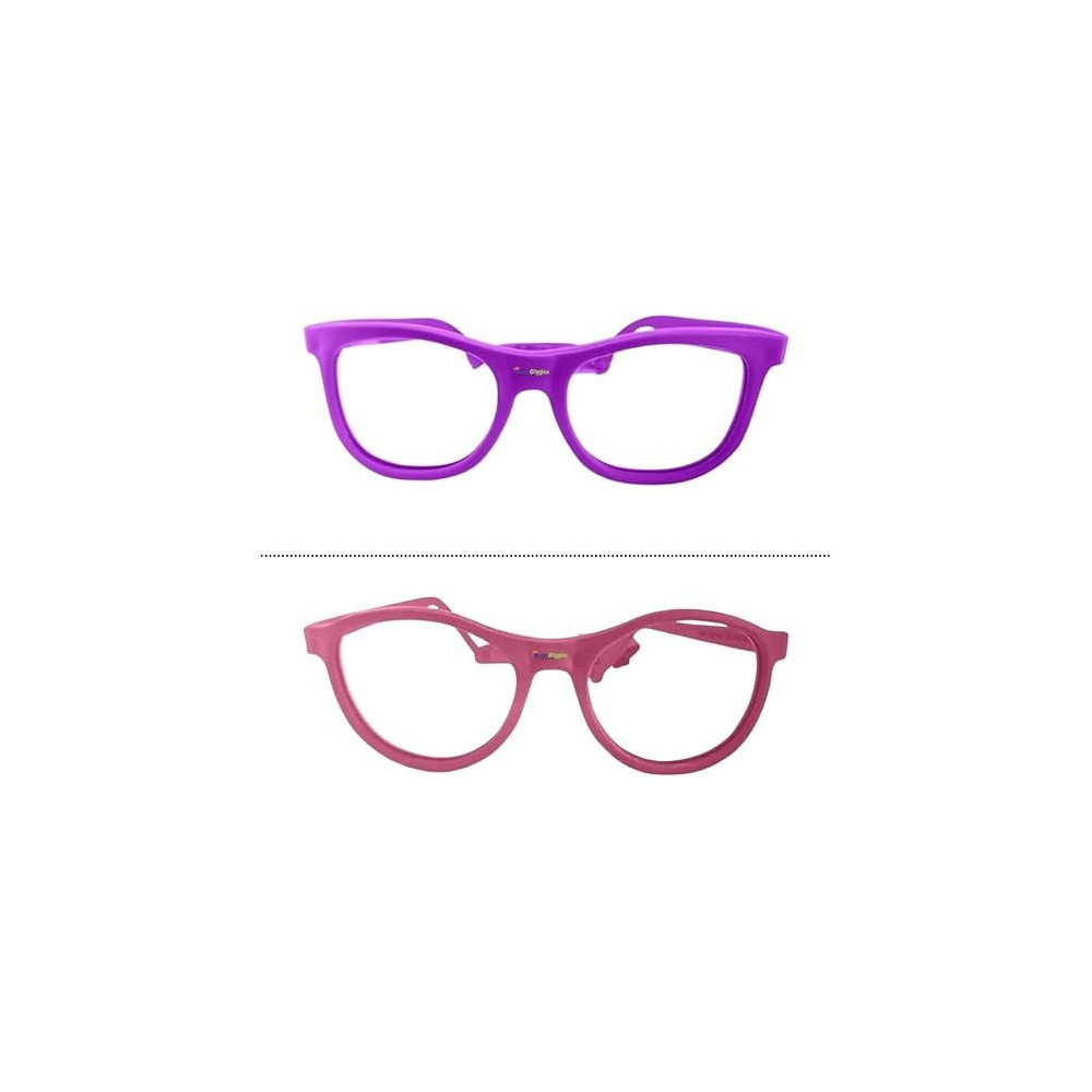 Kids Eyeglasses With Adjustable Strap And Hard Case, Unbreakable, Durable, Flexible Frames For Active Children, Fuchsia And Lilac (Cr-01)