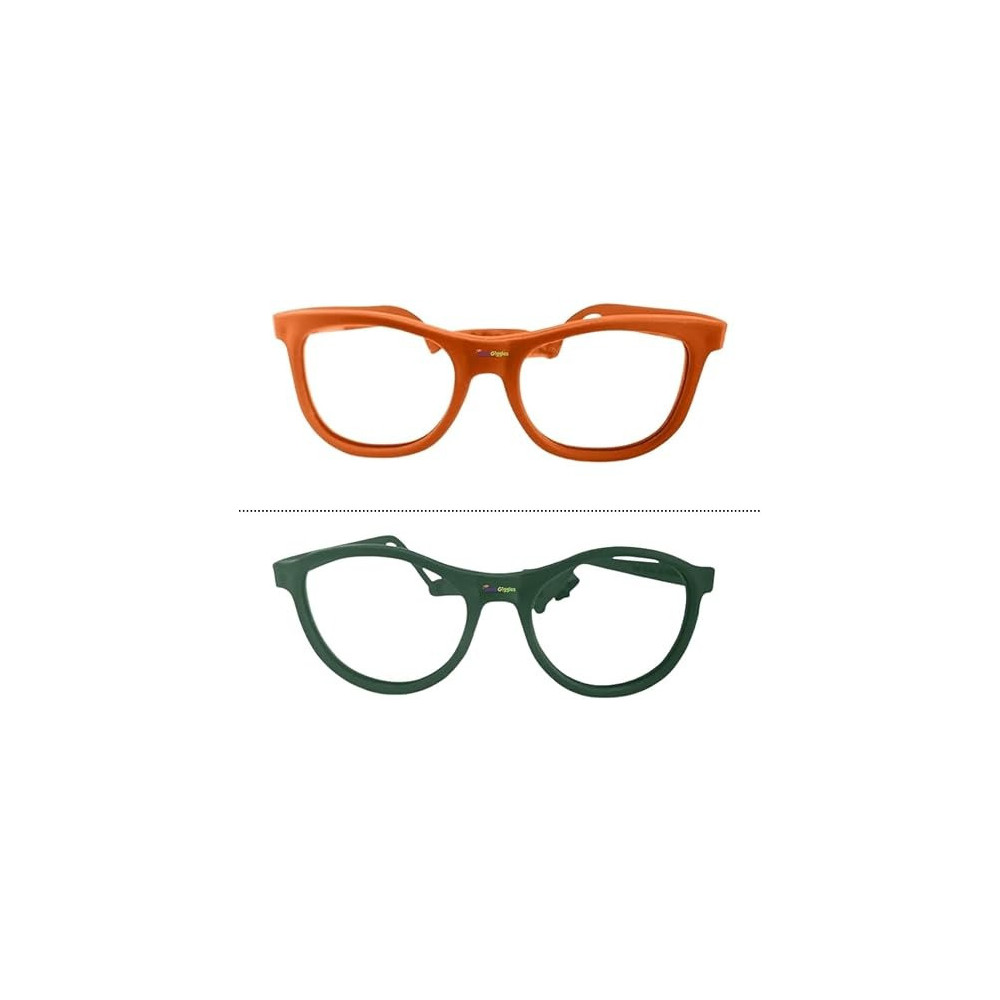 Kids Eyeglasses With Adjustable Strap And Hard Case, Unbreakable, Durable, Flexible Frames For Active Children, Orange And Green (Cr-01)