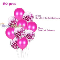 Brain Giggles, 50Pcs Latex And Confetti Balloons 12 Inches, Party Balloon Wedding Graduation Kids Birthday Party Christmas Baby Shower Party Supplies Arch Balloon, Dark Pink