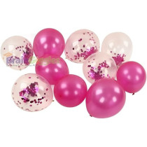Brain Giggles, 50Pcs Latex And Confetti Balloons 12 Inches, Party Balloon Wedding Graduation Kids Birthday Party Christmas Baby Shower Party Supplies Arch Balloon, Dark Pink