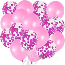 Brain Giggles, 50Pcs Latex And Confetti Balloons 12 Inches, Party Balloon Wedding Graduation Kids Birthday Party Christmas Baby Shower Party Supplies Arch Balloon, Pink