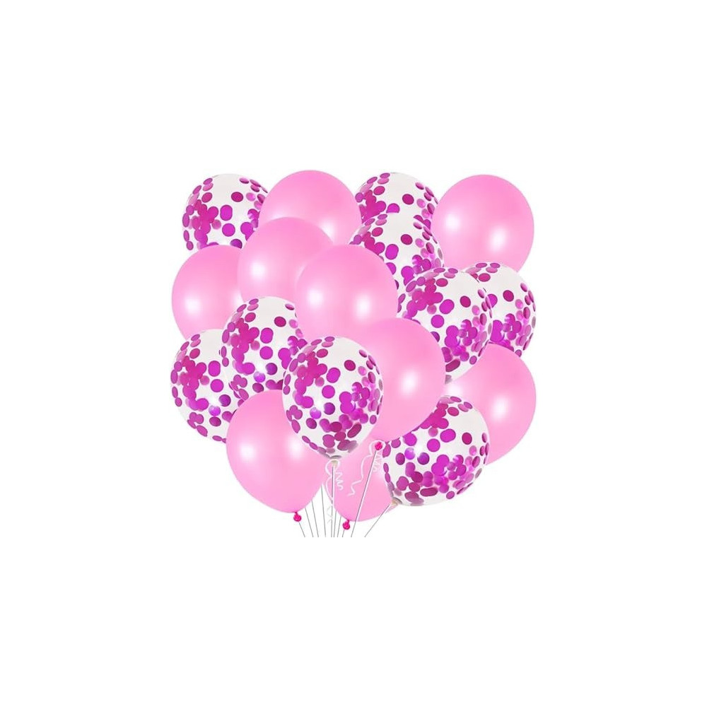 Brain Giggles, 50Pcs Latex And Confetti Balloons 12 Inches, Party Balloon Wedding Graduation Kids Birthday Party Christmas Baby Shower Party Supplies Arch Balloon, Pink