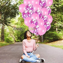 Brain Giggles, 50Pcs Latex And Confetti Balloons 12 Inches, Party Balloon Wedding Graduation Kids Birthday Party Christmas Baby Shower Party Supplies Arch Balloon, Pink
