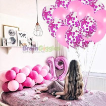 Brain Giggles, 50Pcs Latex And Confetti Balloons 12 Inches, Party Balloon Wedding Graduation Kids Birthday Party Christmas Baby Shower Party Supplies Arch Balloon, Pink