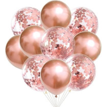 Brain Giggles, 50Pcs Latex And Confetti Balloons 12 Inches, Party Balloon Wedding Graduation Kids Birthday Party Christmas Baby Shower Party Supplies Arch Balloon, Rose Gold