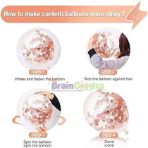 Brain Giggles, 50Pcs Latex And Confetti Balloons 12 Inches, Party Balloon Wedding Graduation Kids Birthday Party Christmas Baby Shower Party Supplies Arch Balloon, Rose Gold