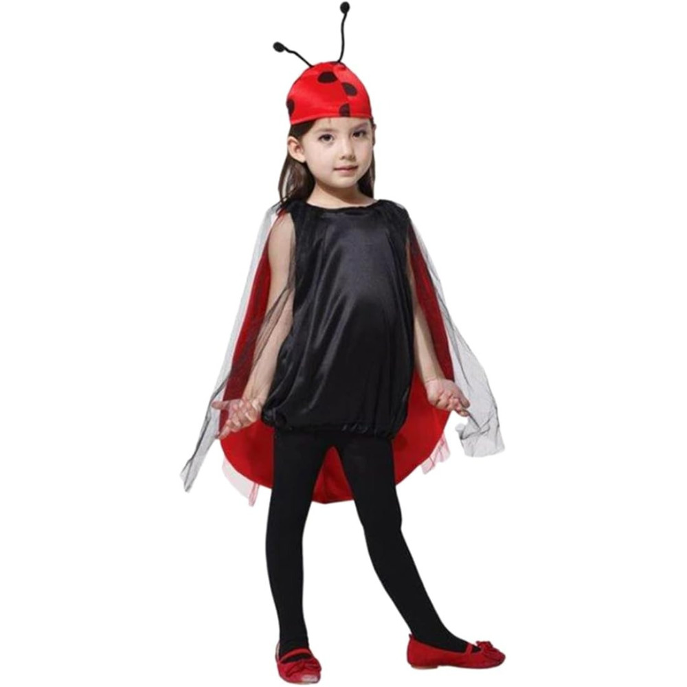 Brain Giggles Ladybug Cape And Cap Kids Costume For Halloween, Cosplay, Fancy Dress And World Book Day, Red, Small
