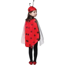 Brain Giggles Ladybug Cape And Cap Kids Costume For Halloween, Cosplay, Fancy Dress And World Book Day, Red, Small