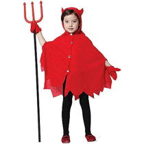 Brain Giggles Devil Halloween Scary Devil Costume For Kids With Devil Horns, Gloves, Devil Fork For Halloween Party, Cosplay And Book Character Costume, Large