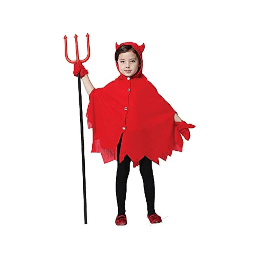 Brain Giggles Devil Halloween Scary Devil Costume For Kids With Devil Horns, Gloves, Devil Fork For Halloween Party, Cosplay And Book Character Costume, Large