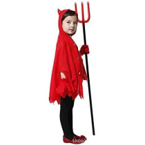 Brain Giggles Devil Halloween Scary Devil Costume For Kids With Devil Horns, Gloves, Devil Fork For Halloween Party, Cosplay And Book Character Costume, Large