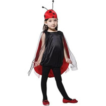 Brain Giggles Ladybug Cape And Cap Kids Costume For Halloween, Cosplay, Fancy Dress And World Book Day, Red, Large
