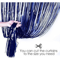 Brain Giggles Metallic Foil Curtain For Birthday Party Decoration Fringe Tinsel Backdrop, Blue, Pack Of 1