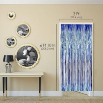 Brain Giggles Metallic Foil Curtain For Birthday Party Decoration Fringe Tinsel Backdrop, Blue, Pack Of 2