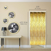 Brain Giggles Metallic Foil Curtain For Birthday Party Decoration Fringe Tinsel Backdrop, Gold, Pack Of 1