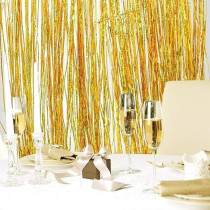 Brain Giggles Metallic Foil Curtain Birthday Party Decoration Fringe Curtain Tinsel Backdrop For Birthday, Anniversary Eid Ramadan Decoartions, Gold, Pack Of 2
