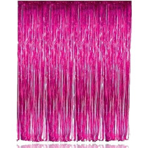 Brain Giggles Metallic Foil Curtain For Birthday Party Decoration Fringe Tinsel Backdrop, Pink, Pack Of 1