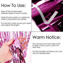 Brain Giggles Metallic Foil Curtain For Birthday Party Decoration Fringe Tinsel Backdrop, Pink, Pack Of 1