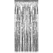Brain Giggles Metallic Foil Curtain For Birthday Party Decoration Fringe Tinsel Backdrop, Silver, Pack Of 1