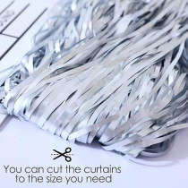 Brain Giggles Metallic Foil Curtain For Birthday Party Decoration Fringe Tinsel Backdrop, Silver, Pack Of 1