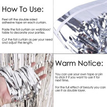 Brain Giggles Metallic Foil Curtain For Birthday Party Decoration Fringe Tinsel Backdrop, Silver, Pack Of 1