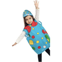 Brain Giggles Fun Clown Costume Set For Kids With Cape And Hat For Halloween, Cosplay And Fancy Dress For 3-8 Years, Blue