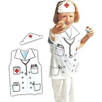 Brain Giggles Doctor Costume For Kids With Coat And Cap For Halloween, Cosplay And Fancy Dress For 3-8 Years, White