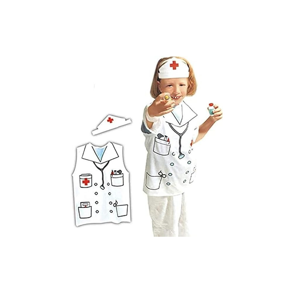 Brain Giggles Doctor Costume For Kids With Coat And Cap For Halloween, Cosplay And Fancy Dress For 3-8 Years, White