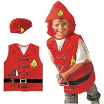 Brain Giggles Fireman Costume For Kids With Dress And Cap For Halloween, Cosplay And Fancy Dress For 3-8 Years, Orange