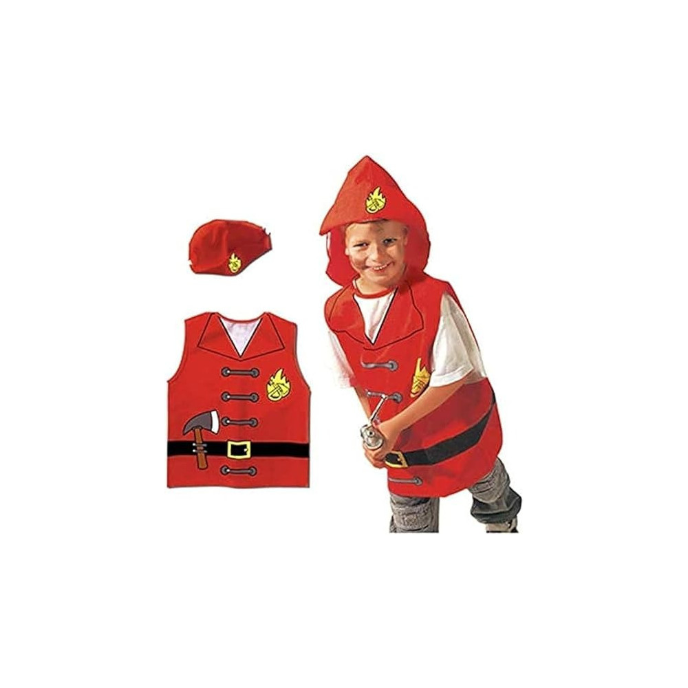 Brain Giggles Fireman Costume For Kids With Dress And Cap For Halloween, Cosplay And Fancy Dress For 3-8 Years, Orange