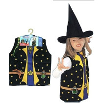 Brain Giggles Witch/Wizard Costume For Kids With Cape And Hat For Halloween, Cosplay And Fancy Dress For 3-8 Years, Black