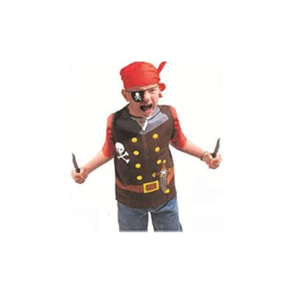 Brain Giggles Pirate Costume For Kids With Black Coat, Red Cap And Black Eye Patch For Halloween, Cosplay And Fancy Dress For 3-8 Years, Black